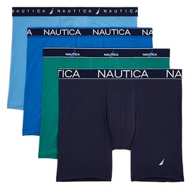 Nautica Men's 4 Pack Limited Edition Cotton Stretch Boxer Briefs, Aero Blue/Pro Blue/Pepper Green/Peacoat-Assorted Wb, X-Large