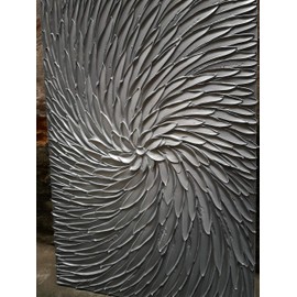 YaSheng Art - 3D Abstract Art Oil Paintings on Canvas Texture Silver Gray Color Abstract Artwork Modern Home Decor Canvas Wall Art Ready to Hang for Living Room Bedroom 24x36inch