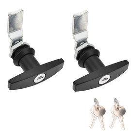 ACBungji 2pcs T Handle Lock Lock Rear Fixing Tool Box Garage Door Lock with Keys for Caravan Trailer Canopy Black