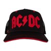 ACDC Distressed Embroidered Trucker Cap - 100% Recycled Polyester, Black,