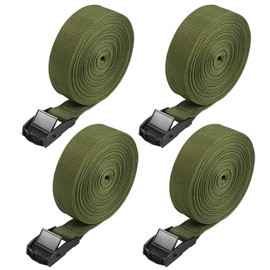 Hejo 4PCS Ratchet Straps, Green Ratchet Tie Down Straps with Cam Buckle, Heavy Duty Tensioning Belts Adjustable Lashing Straps for Motorcycles, Bikes, Luggage(500x2.5cm)