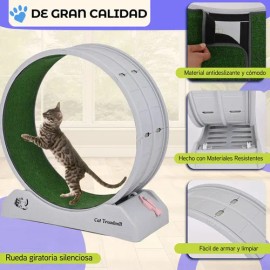 Rueda Caminadora Entrenadora Para Gato Juguete Entrenador De Interior Ejercicio Rampa Con Alfombra Y Accesorios Plegable Y Desmontable Gris