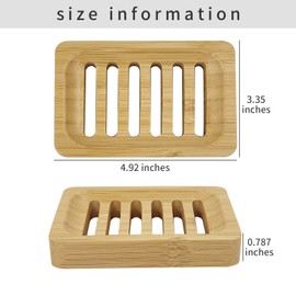 2 Pack Bamboo Soap Dish Self-Draining Holders Slotted Soap Dish Non-Slip Soap Saver for Bar Soap in Shower Bathroom Bathtub and Kitchen
