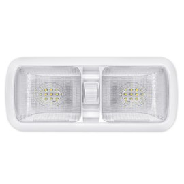 Miady 12V RV Led Interior Lights 750 Lumens, 12 Volt LED Ceiling Double Dome Light with Switch for Car/Trailer/Camper/Boat, Natural White 4000-4500K, 60X2835SMD, Pack of 1