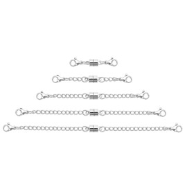 Ofiuny 5Pcs Necklace Extender Silver Magnetic Necklace Clasps with Double Lobster Clasp,Chain Extenders for Necklaces Bracelet Extender Necklaces Extensions
