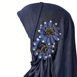 Yaqeen Girls Hijab 2-7 yrs Children Scarf islamic Headscarf Instant Kids Ideal for nursery, Party, madrassa (navy)