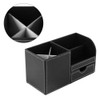 1Pc Wooden Leather Multifunction Desk Stationery Organizer Storage Box Pen