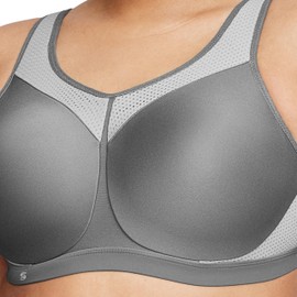 Full Figure Plus Size High Impact Wonderwire Sports Bra Underwire #9066 Gray
