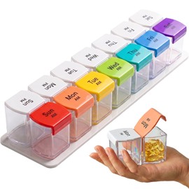 Extra Large Pill Organizer 2 Times a Day - Weekly AM PM Pill Box 7 Day