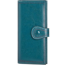 cakang Wallet for Women Compact Slim Bifold Wallet RFID Blocking Leather Card Holder Wallet Zipper Dark Blue