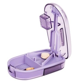 ColeMela Pill Cutter Splitter for Small and Tiny Pills, or Large Pills. V-Shaped Design for Multiple Sizes. Safety Blade Guard. Loss-Proof Built-in Small Brush & Sliding Door Pill Storage (P2)