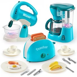 JOYIN Juguetes de Cocina , Trajes de Juguete eléctricos de Cocina, cafeteras, mezcladoras, tostadoras con Luces y Sonidos realistas, Regalos de cumple