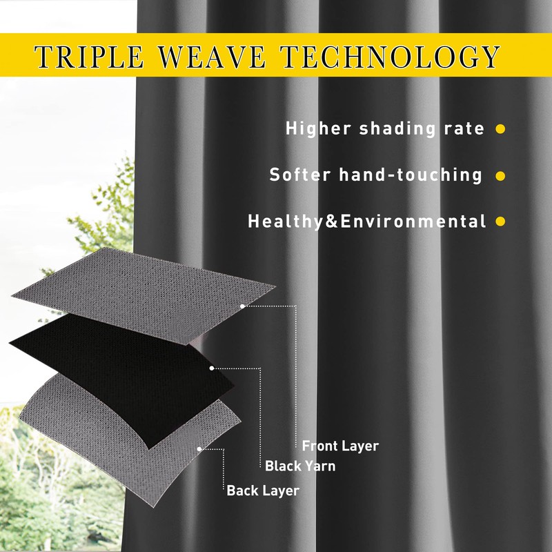 NICETOWN 2 Panels Outdoor Curtains for Patio Waterproof & Windproof,