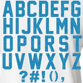 47 Pieces,3" Tall Glitter Letters, Iron On Heat Transfer Vinyl for for DIY Printing Craft Fabric T-Shirt, good choice for birthday and Christmas and anniversaries gift,t-shirt (Aqua)