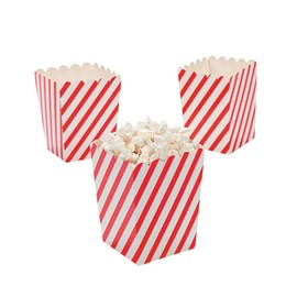 MunchieMoosKids Pack of 12 - Mini Red And White Candy Cane Striped Popcorn Boxes - Christmas Party Loot Bag Stocking Fillers