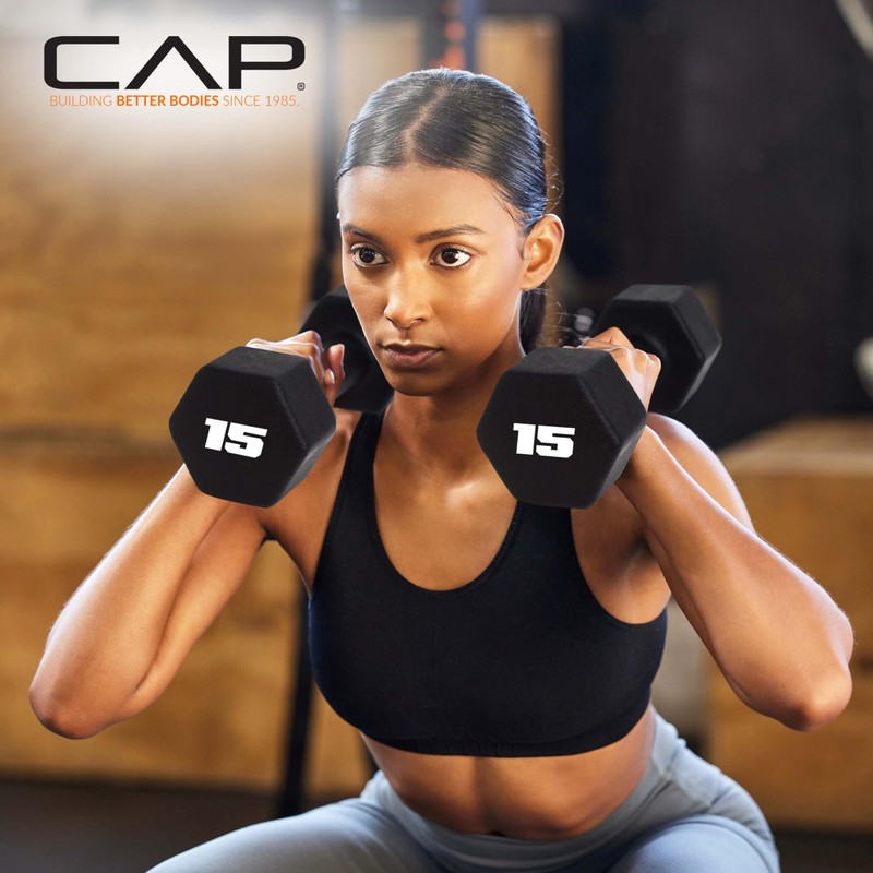 CAP Barbell Neoprene Dumbbell Weights, 10 lb Pair, Black