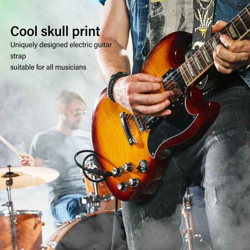 Guitar Strap Cool Skeleton Design Adjustable 2 Inches Wide Polyester