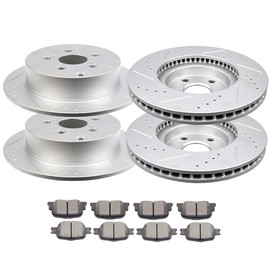Brake Pads and Rotors Kit Front and Rear, LSAILON - Front 275mm Vented Rear 269mm Solid Drilled & Slotted Disc Brake Kit - 2005-2008 2010 For Scion tC