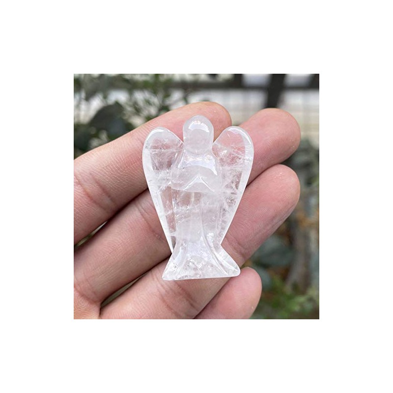 Ladeukoi Natural Gemstone Healing Crystal Prayer Guardian Angel Statue, Carving