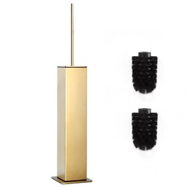 Gold Toilet Brush with Holder 304 Stainless Steel Toilet Bowl Brush, Square Bathroom Cleaner Brush