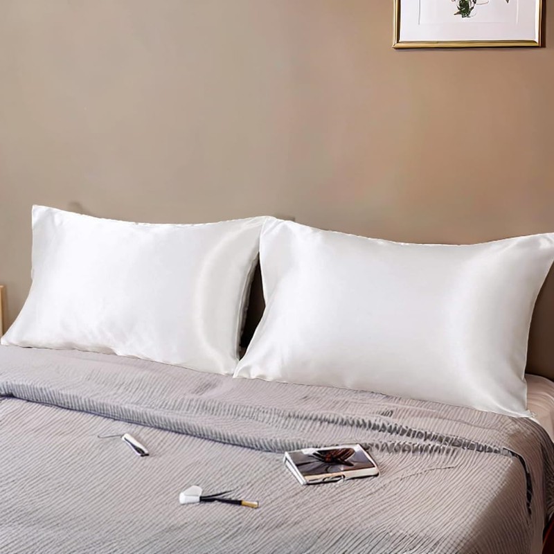 【2 Pack】 Mulberry Satin Silk Pillowcase, H HOME-MART 20"x 30"