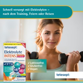 tetesept Elektrolyte Intens - 4 × 10 Portionsbeutel - Isotonische Glucose-Mineralstoff-Mischung mit Magnesium, Cholin und Vitamin B12 - Unterstützt das Elektrolytegleichgewicht