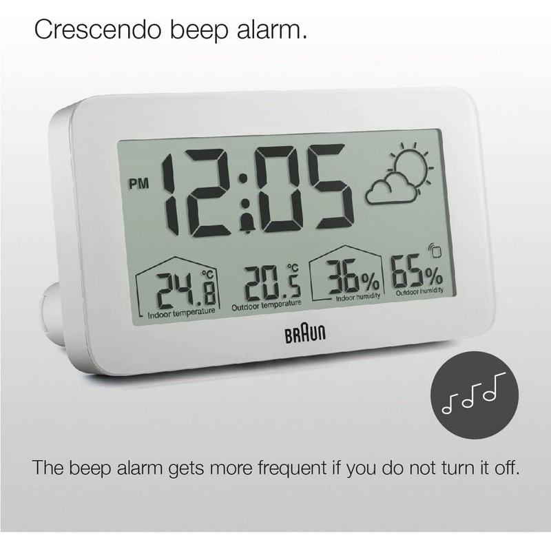 Braun Digital Weather Station Clock with Indoor and Outdoor Temperature