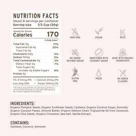 purely elizabeth. Purely Elizabeth, Vanilla Almond Butter, Keto Granola with MCT Oil, Grain-Free (6 Ct, 48oz Bulk)