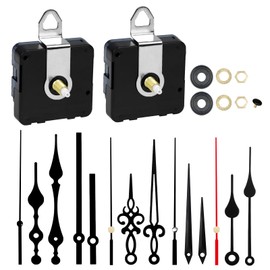 QEEYON 2 Pieces Movement for Wall Clock, Clock Movement with Hands, Quartz Movement Replacement, Silent Clock Mechanisms with Long Shaft and 5 Sets of Clock Hands for Clock Replacement Parts