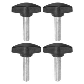 sourcing map 4pcs Tee Wing Knobs Thumb Screws M8 x 30mm Standard Male Thread Plastic T Knobs Handles Hand Clamping Knobs Grip Thumbscrew, Black