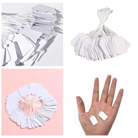 White Marking Writable Tags Display Label, CuiCanfla 200 Pcs Price Tags with String, White Paper Tag Jewelry Price Tags, White Gift Tags with String for Jewelry Gift Clothing (25x15mm)