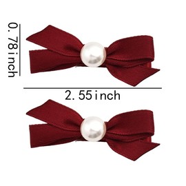 2Pcs Mini Hair Bows Red Pearl Hair Clips for Women Cute Hair Ribbons for Girls Christmas Hair Accessories for Little Girls Kawaii Toddler Bow Barrettes for Girls Hair Bow Clip for Baby Girls Gifts