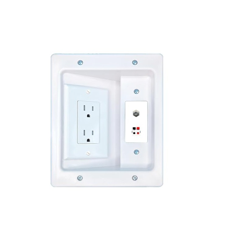 RiteAV Coax Speaker Recessed Wall Plate Cable Concealer Management Kit