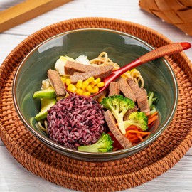 TuYines Ceramic Ramen Bowl, Ramen Bowl Set, Japanese Ramen Bowl with Spoon & Chopsticks, 1200 ml Soup Bowls, SaladBowl (Style B)