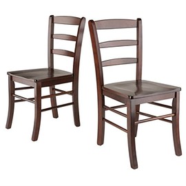 Ergode Wood Benjamin Ladder-Back Chairs - Set of 2, Walnut Finish | Versatile & Stylish | Solid Wood Construction | Comfortable Seating | Easy Assembly