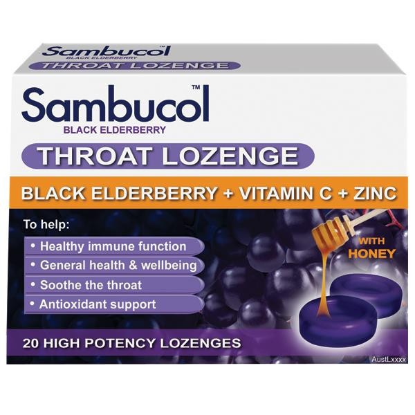 Sambucol Black Elderberry Throat Lozenges - 20 lozenges