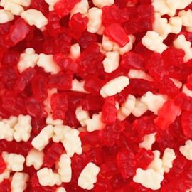 Valentines Gummy Candy - Red & White Cherry and Strawberry Banana Gummy Bears Candy, Valentines Gummies for Festive Celebrations (1 Pound)