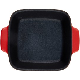 Pearl Metal L-1821 Oven Chef, Fluorine Treatment, Heat Resistant, Deep Plate, 5.5 x 5.5 inches (14 x 14 cm), Red