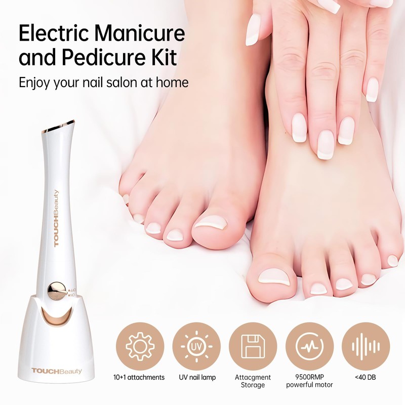 TOUCHBeauty Manicure/Pedicure Kit with UV Light and 5 Replacement nail
