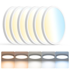 6 Pack 12inch Flush Mount LED Ceiling Light,2700K-6500K 5 Color Temperature Selectable Ceiling Lights,24W 3200LM Low Profile Ceiling Light for Bedroom Kitchen Hallway Bathroom