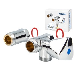 tecuro Device Valve with Triangular Hood Handle for Washing and Dishwasher Connection 3/4 Inch Chrome-Plated