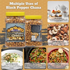 Rani Roasted Chana (Chickpeas) Black Pepper Flavor 14oz (400g) PET Jar ~ All Natural | Vegan | No Preservatives | Gluten Friendly | Kosher | Indian Origin | Great Snack, Ready to Eat | Seasoned with 5 Spices