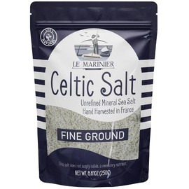 Le Marinier Celtic Salt Fine Ground 8.81oz - Unrefined French Sea Salt, 100% Natural, Hand Harvested, Light Grey Electrolyte Flavor - Savory