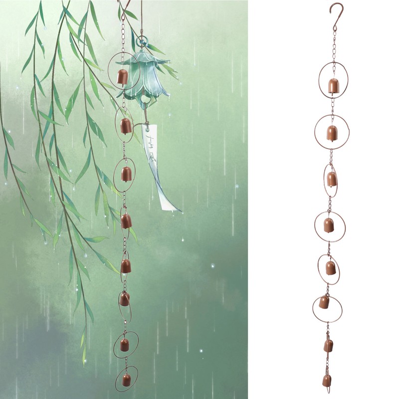 Hanging Rain Chime Metal Beautiful Sound Decorative Bell Shaped Rain