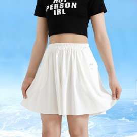 Hyiideong Girls Pull On Shorts Quick Dry Flowy Shorts with Pockets Elastic Athletic Skorts for Fitness Running Cheer Sports White 110(3-4 Years)