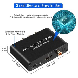 Lyaciomn Audio Converter ARC Audio Extractor -Compatible Optical SPDIF Coaxial to Analog 3.5mm Digital to Analog
