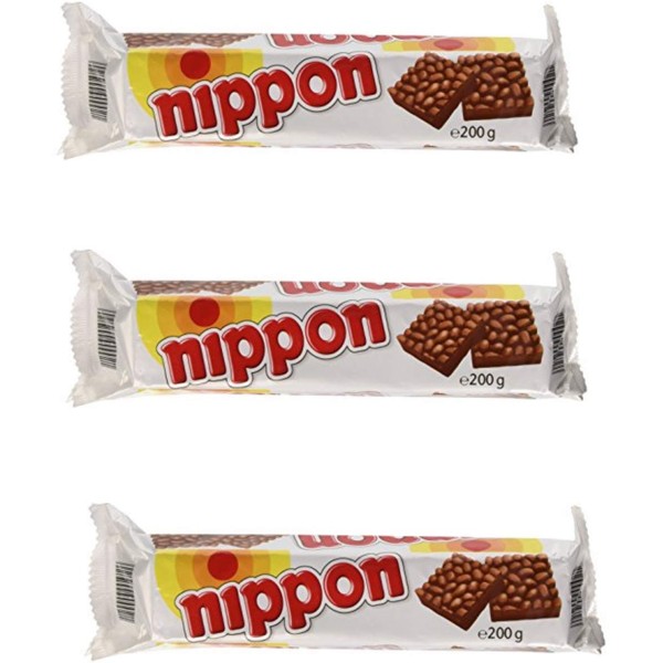 "nippon" Puffed Rice Snacks with Chocolate 200g / 7.05oz, pack of 3