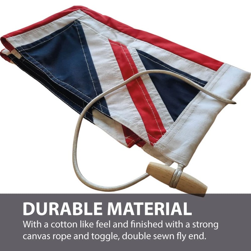 NWFlags Union Jack Hand Stitched Flag with Rope & Toggle