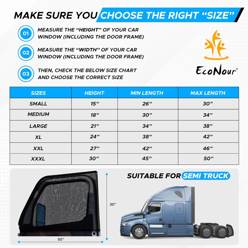 Econour - Parasol Tapasoles para Ventana Lateral de Coche, Talla