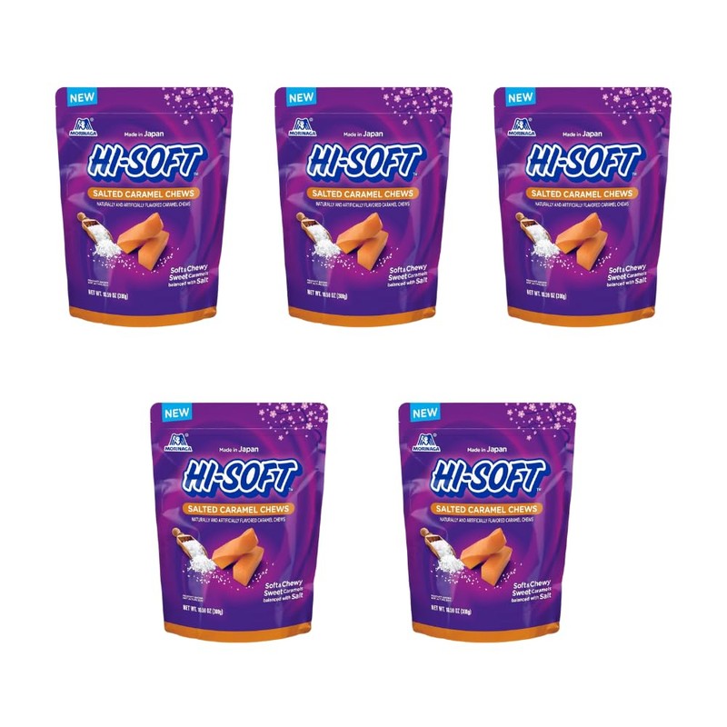 HI-SOFT Salted Caramel Chews, 5 Stand Up Pouches - Soft,
